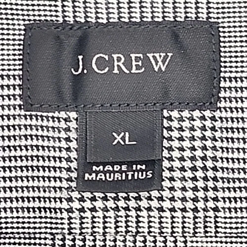 J Crew Shirt Slim Lightweight Flannel Cotton Sz XL Black White Plaid Check Men